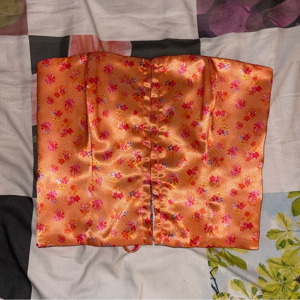 Floral Orange Satin Corset